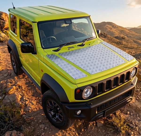 Jimny Bonnet Raw Chequer (Vastrap) Plate Set for Suzuki Jimny (2018+)