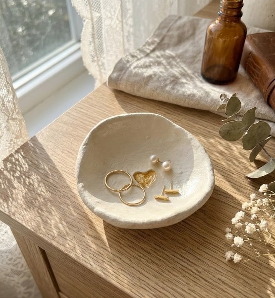 Petite Gold Heart Clay Trinket Dish | Handmade in Cape Town