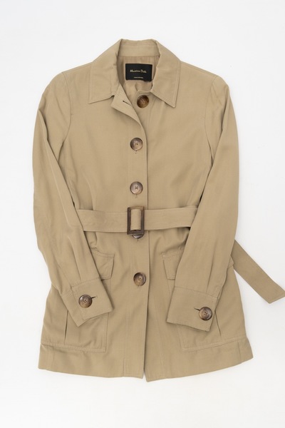 Massimo Dutti Lyocell Boxy Button Up Jacket Khaki