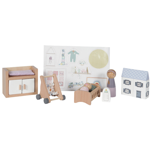 Little Dutch Wooden Dollhouse Nursery playset 11 pcs Little