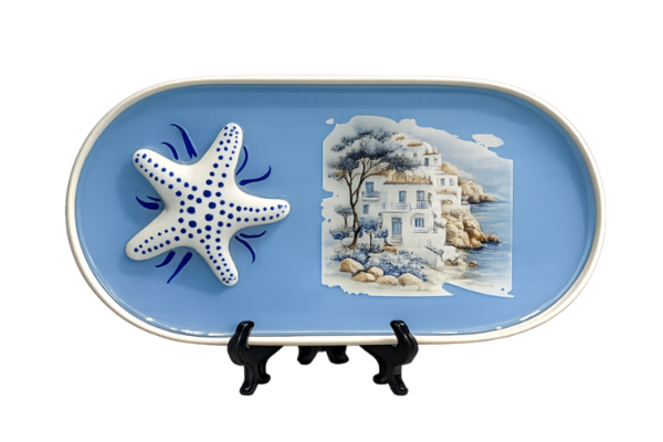 Mediterranean Coastal Ceramic Display Plate