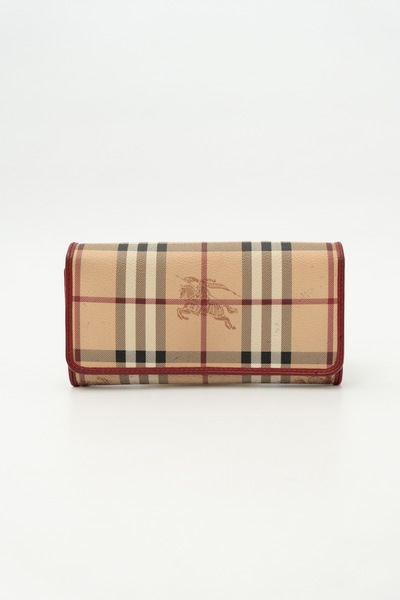 Burberry Pre-Owned Beige and Red Nova Check Long Wallet