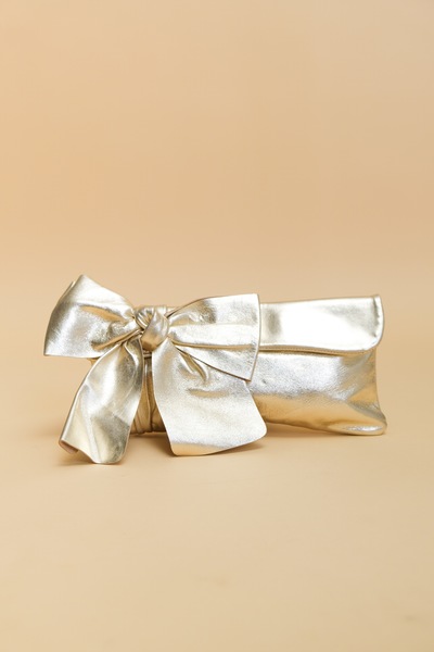 L.K Bennett London Leather Gold Tone Clutch