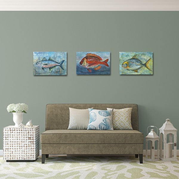 ON SALE - Set of 3x A3 Fish canvas prints