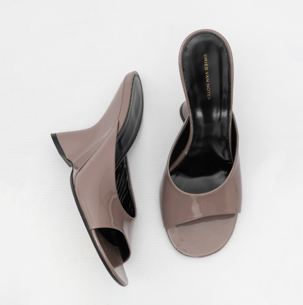 DRIES VAN NOTEN Pre-Owned Shiny Leather Wedge Mule Sandals