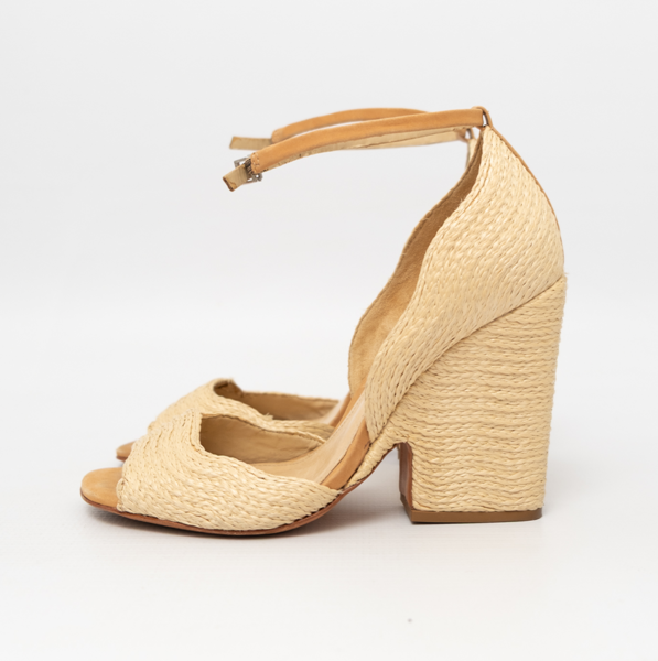 SCHUTZ Raffia Mixed Material Wedge Heel