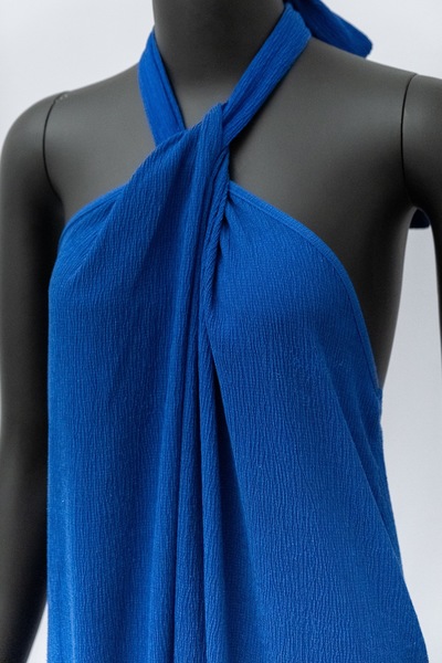 FLOAT Apparel Zoe Linen Halterneck Dress Cobalt Blue