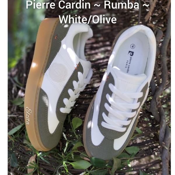 Pierre Cardin ~ Rumba ~ White/Olive (Sizes 3, 4, 5, 6, 7, 8)