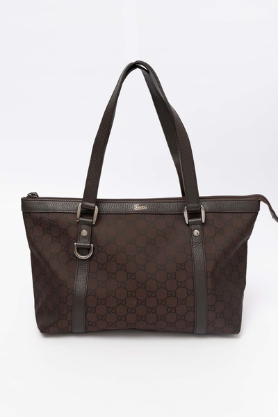 Gucci GG Dark Brown Canvas Leather Abbey Shoulder Bag