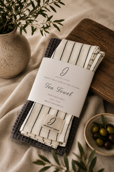 Tea Towel Set – Linen & Cotton Duo - Oat & Grey