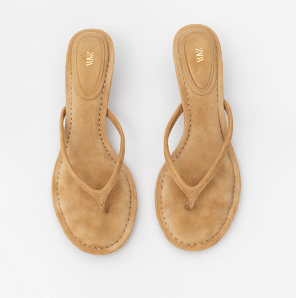 ZARA Suede Thong Sandals