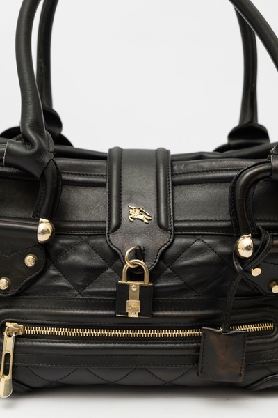 BURBERRY Vintage Black Quilted Leather Manor Bag Large |