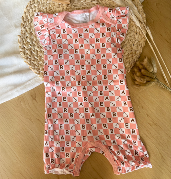 Bear Print Checker Design Onesie