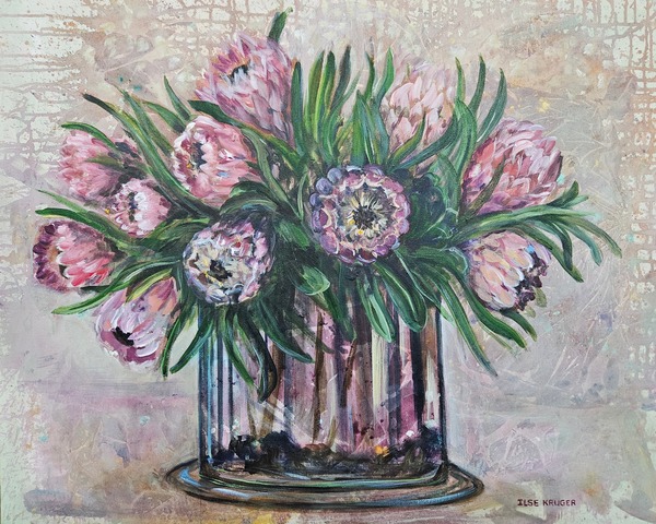 296.  Pot of Proteas  (90 x70cm)