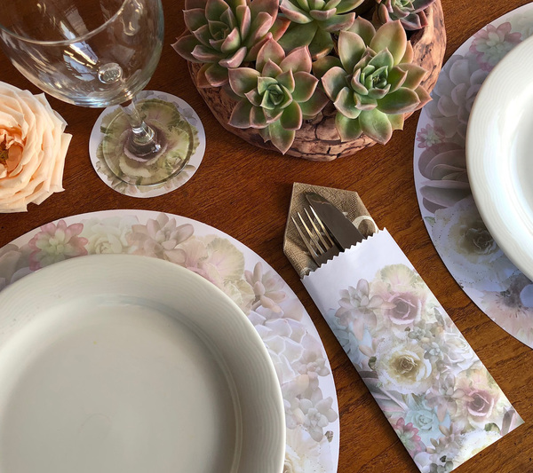 Desert Rose Combo 24 Different Doilie placemats, 24 coasters and 12