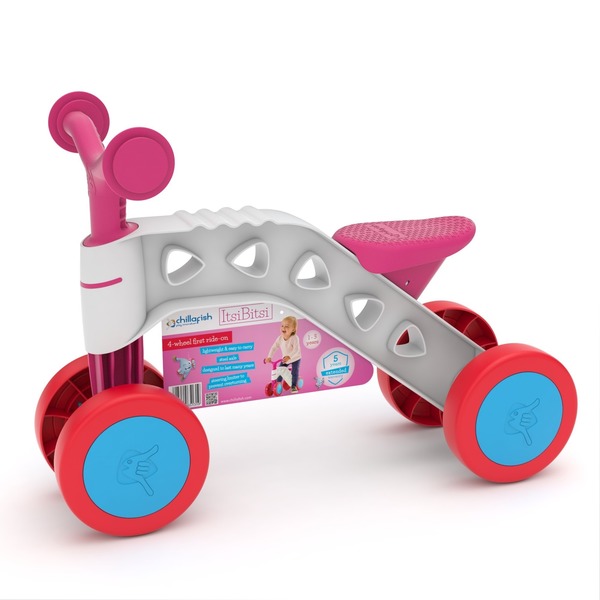 ItsiBitsi Magenta  Toddler 4-Wheel First Ride-On -- Super Simple, Hyper Cute