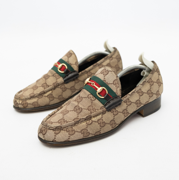 GUCCI Vintage Monogram GG Web Loafers