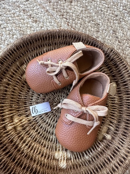 Brown faux leather vellies