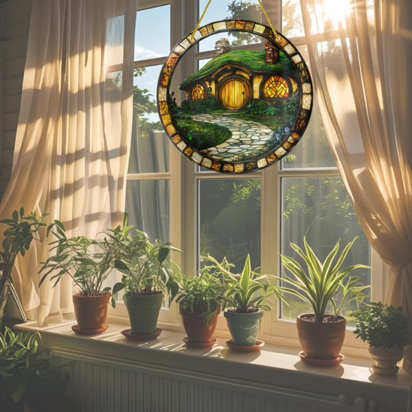 Lord of the Rings Hobbit Hole Suncatcher - LOTR Shire Cottage 20cm