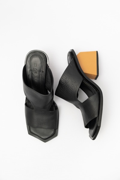 MARNI Geometric Heel Leather Mules