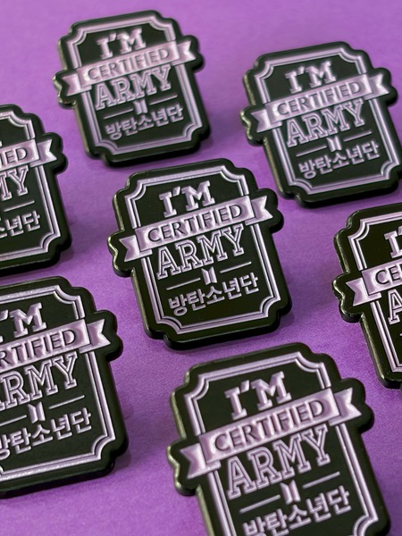 "Certified ARMY" Enamel Pin – Lavender & Black