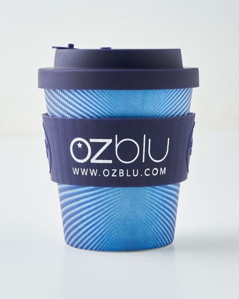 OZblu® Ecoffee Cup Blue Stripes 8oz/240ml