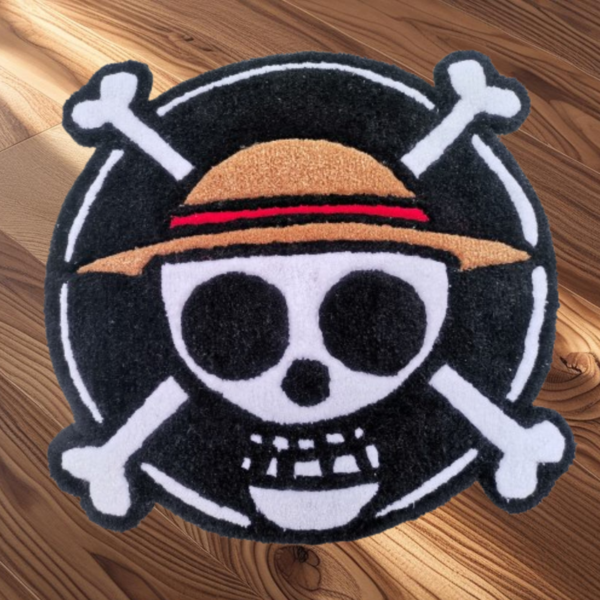 Straw Hat Pirates One Piece Rug - Jolly Roger Tufted Decor