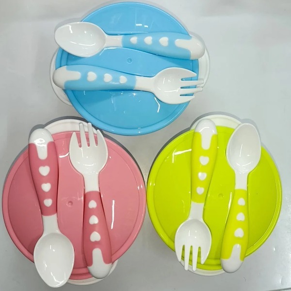 Baby Suction Bowl with Spoon/Fork – Assorted Colours