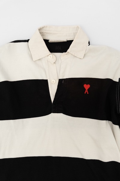 AMI Paris Striped Polo Longsleeve Top