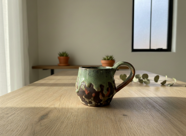 Celadon & Red on black Pitcher