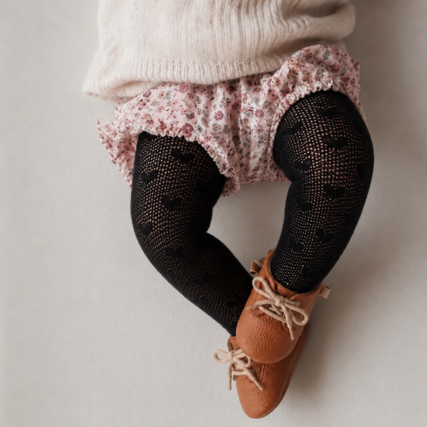 Baby Girl Heart Pattern Tights - black