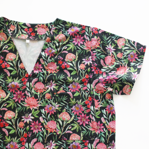 Charcoal Protea Passion Scrub Top