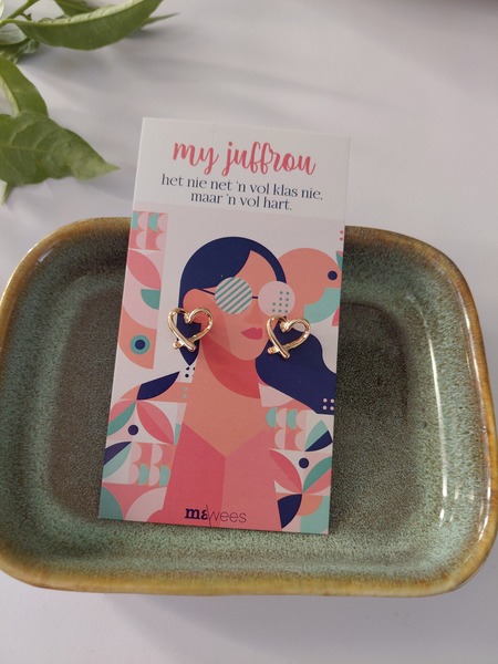 MaWees Juffrou oorbelle goue hartjies