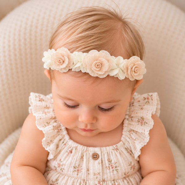White & Cream Daisy Headband