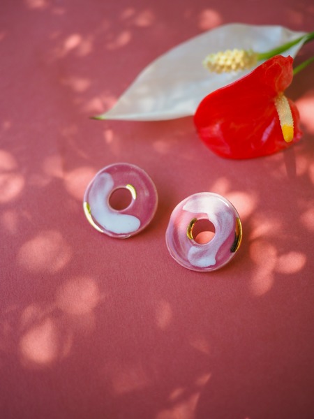 Terra Firma Circle Studs - Rose Stardust