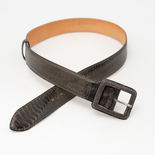 Joan&David Ostrich Leather Belt Grey