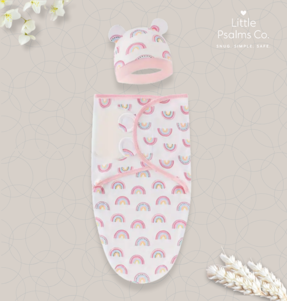 Rainbow Swaddle Wraps & Hat
