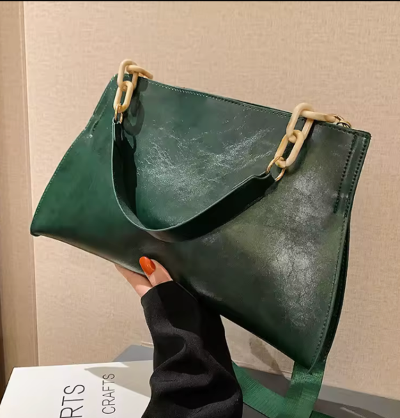 Emerald Chain-Link Shoulder Tote