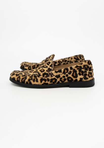 ZARA Leather Pony Hair Leopard Print Loafers