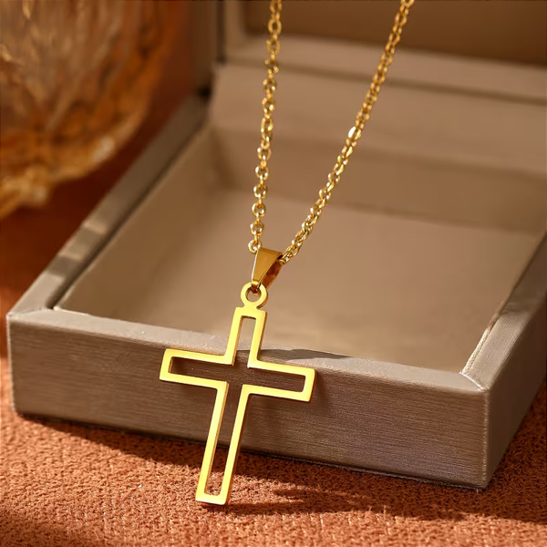 ✨Faith Hollow Cross Necklace – Stainless Steel Minimalist Pendant for Men & Women ✨
