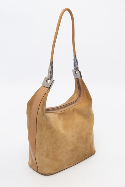 GUCCI Vintage Tom Ford Era Suede Shoulder Bag Sand