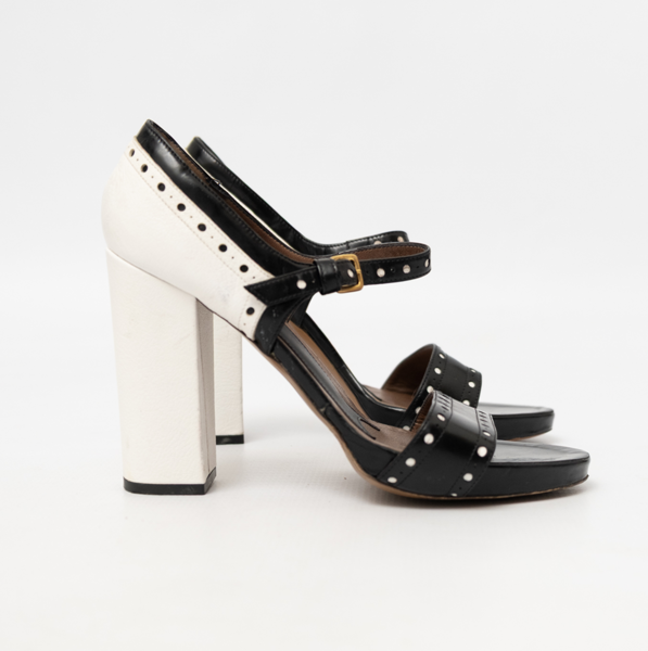 MARNI Two Tone Leather Block Heel Sandals