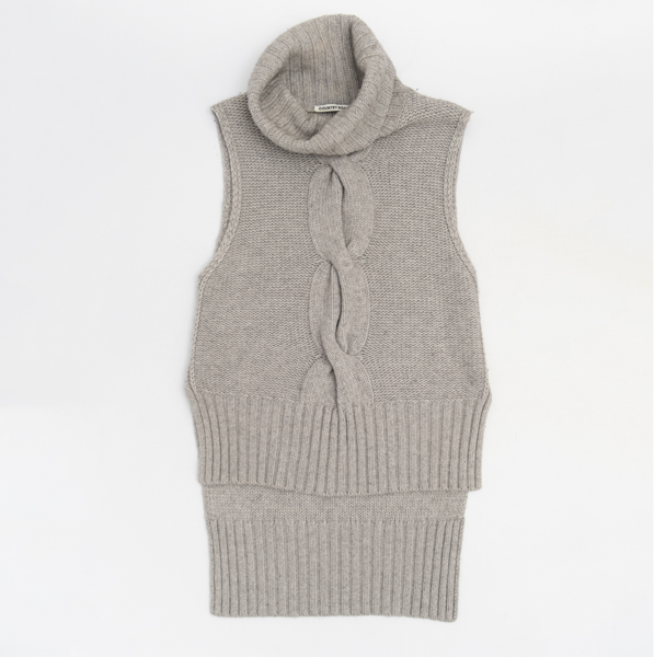 Superfine Knit Wool Cashmere Blend Poloneck Vest