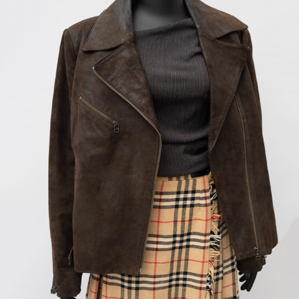 Distressed Genuine Leather Jacket Chocolate Brown