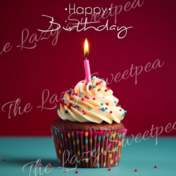 Made by us Birthday card - Red with Cupcake