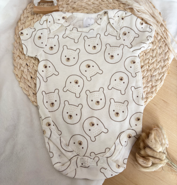 Patterned Baby Bear Onesie