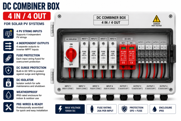 DC Combiner Box 4 Input / 4 Output