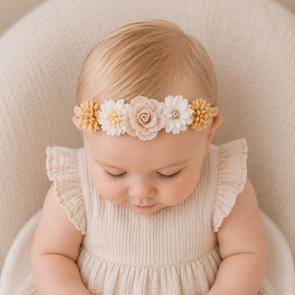White & Cream Daisy Headband