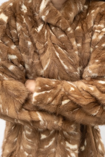 Vintage Rabbit Fur Midi Coat Multi