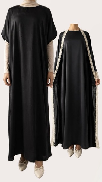 Midnight Black Satin Underdress
